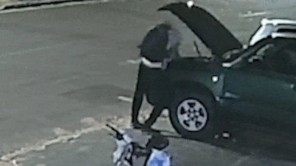 Câmera flagra furto de bateria de caminhonete em Campo Grande