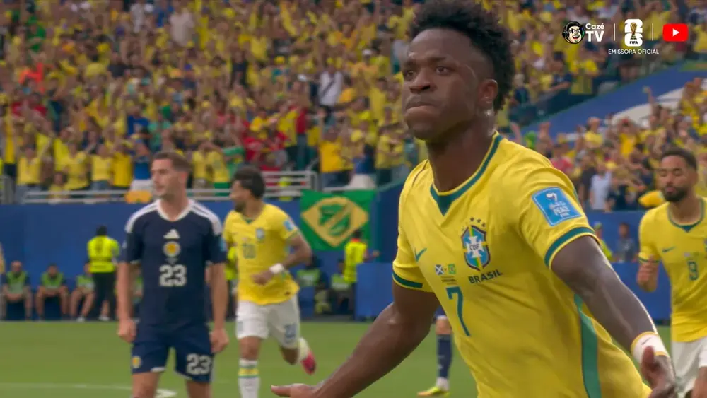 Vini Jr. tem gol anulado; Brasil vence Escócia na Copa